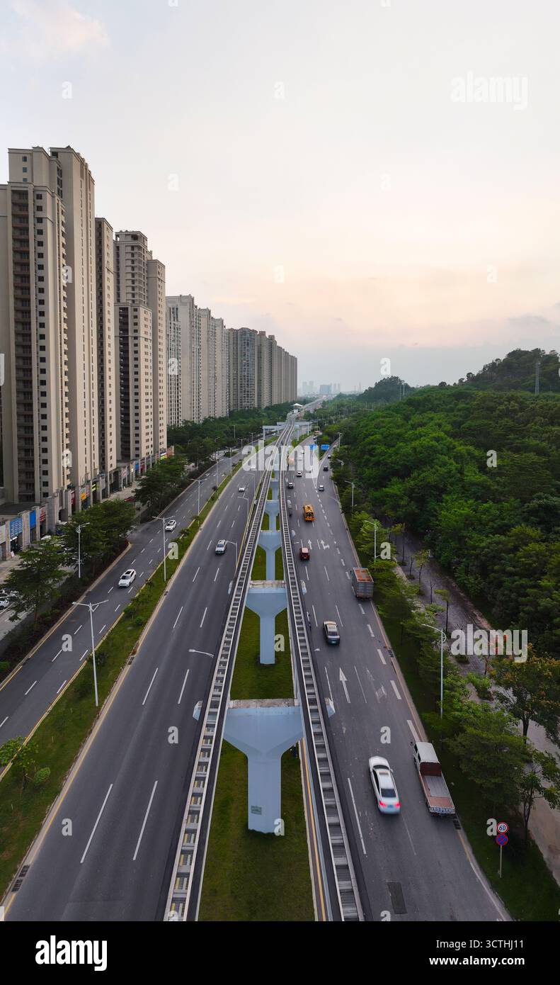 Photographie aérienne du parc central du district de Pingshan, Shenzhen, province du Guangdong Banque D'Images