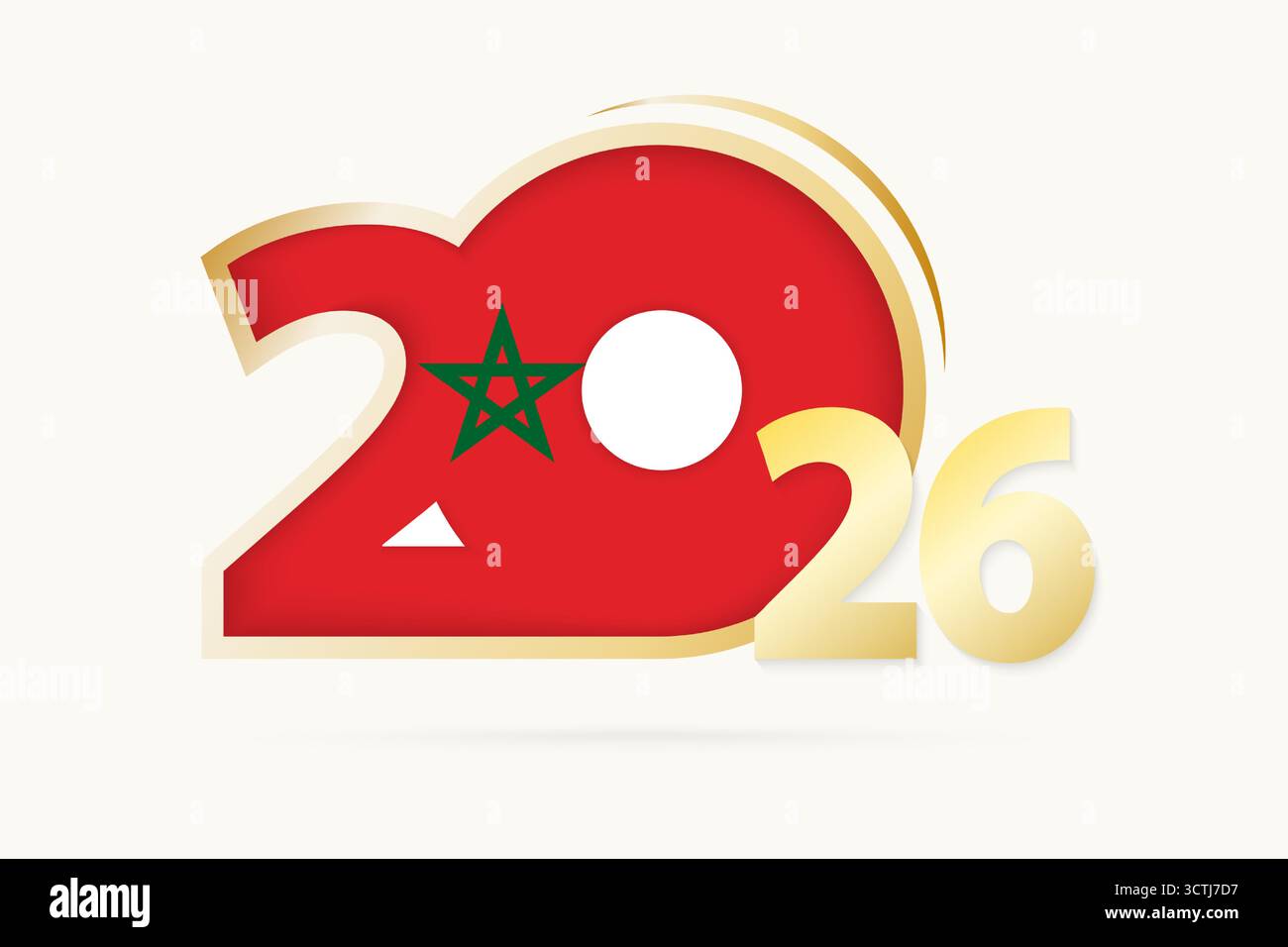 Année 2026 avec le modèle de drapeau Maroc. Illustration vectorielle. Illustration de Vecteur
