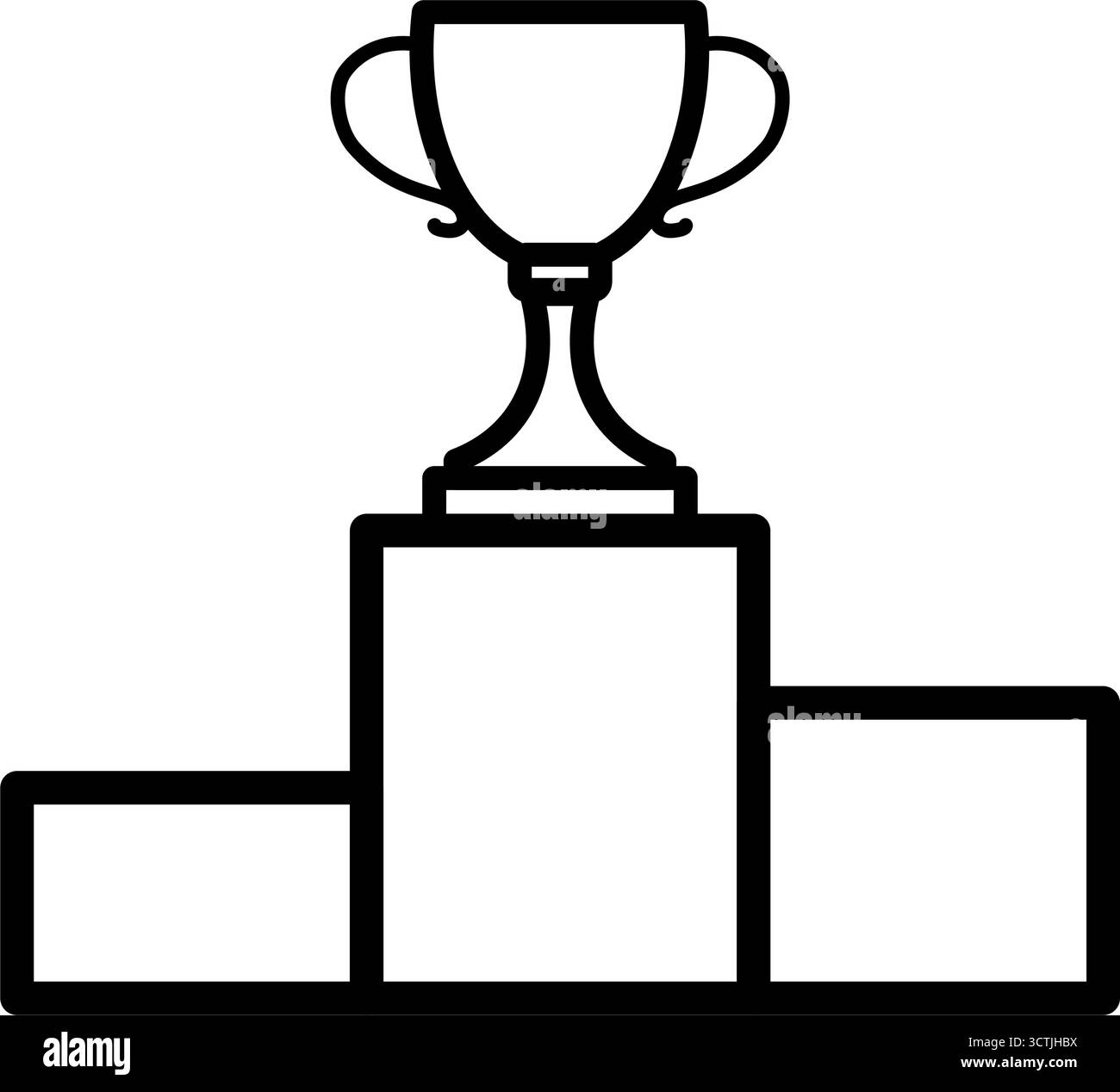 Trophée gagnant de la première place sur le podium = icône vectorielle de ligne Illustration de Vecteur