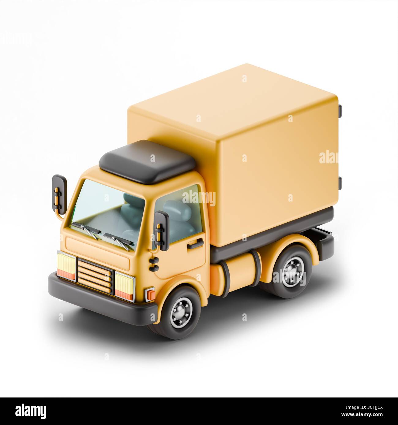 Vue orthographique de camion de livraison illustration de rendu 3D isolé sur fond blanc Banque D'Images