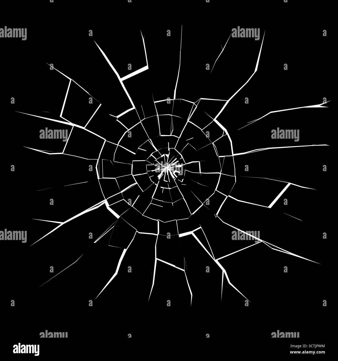 Pare-brise fissuré avec lignes d'impact aiguisées. Illustration vectorielle minimale pour les effets d'affiche, de réparation ou de destruction numérique. Mise en page abstraite épurée avec une profondeur spectaculaire. Illustration de Vecteur