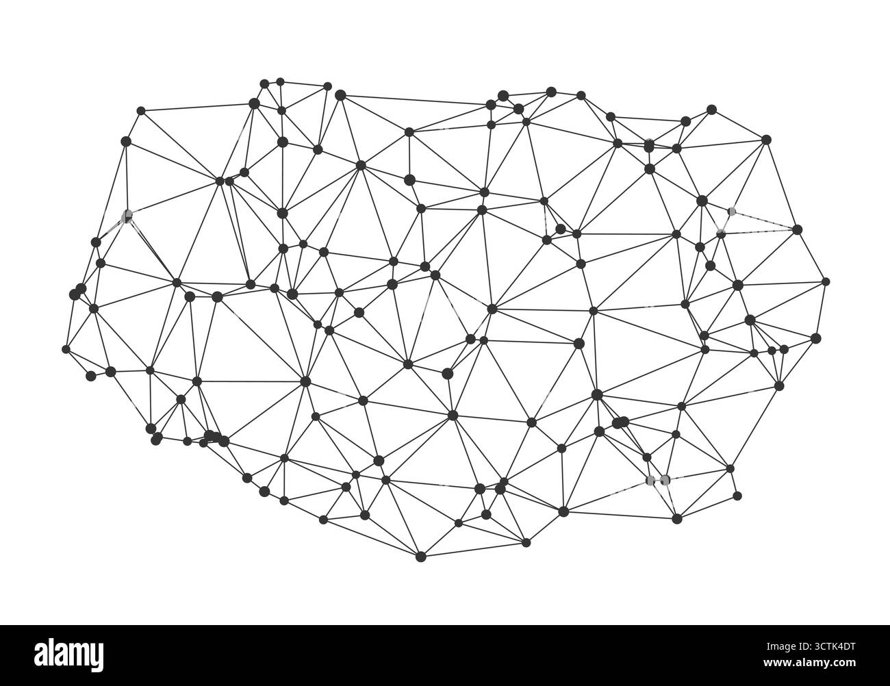 Silhouette de crâne géométrique abstraite formée par des points et des lignes connectés parfaits pour la technologie, la science ou les arrière-plans de concept numérique isolés sur l'illustration vectorielle de fond blanc Illustration de Vecteur