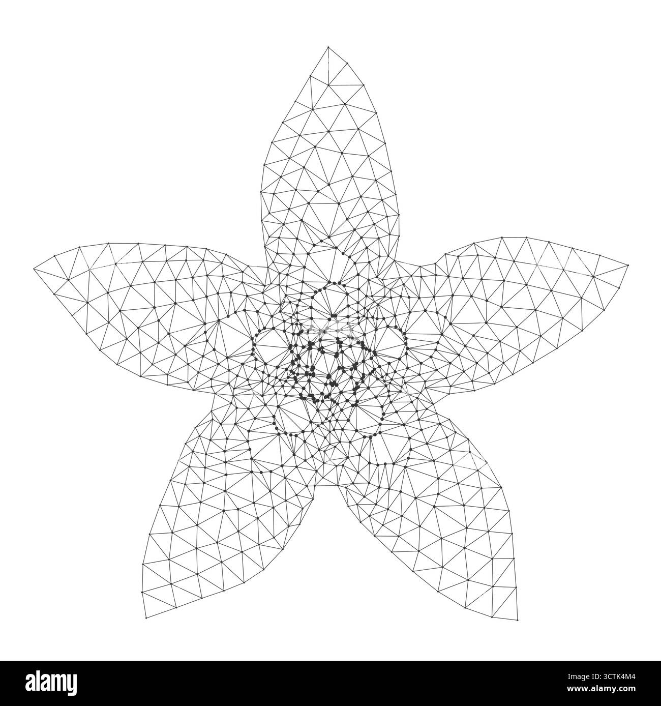 Forme d'étoile géométrique abstraite formée par des triangles filaires interconnectés, idéale pour la technologie, la science ou les projets de conception moderne isolés sur l'illustration vectorielle de fond blanc Illustration de Vecteur