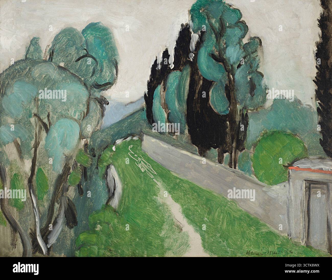 Paysage avec cyprès et oliviers près de Nice, c1918. Collection privée. Banque D'Images