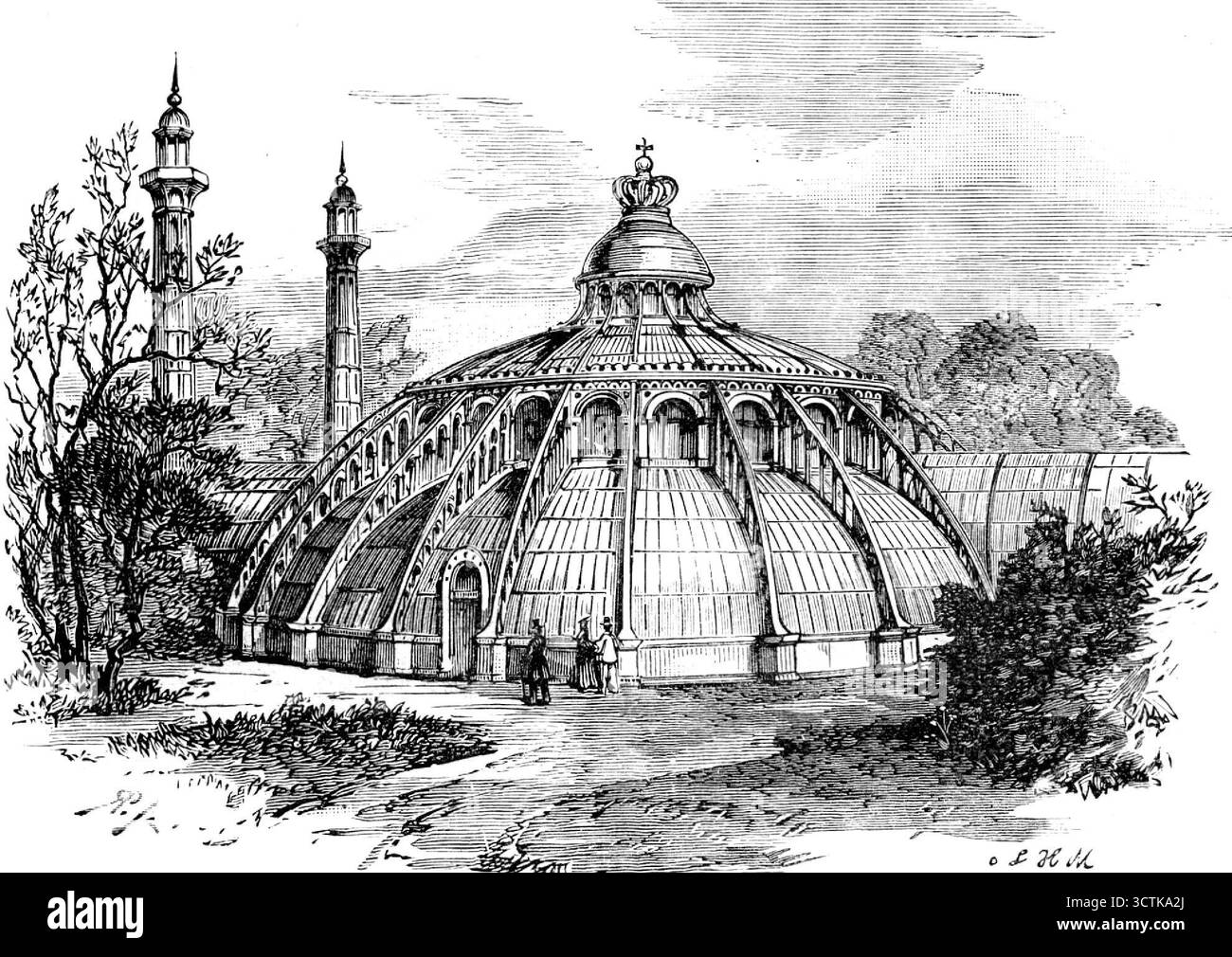 Le Palais Royal de Laeken, Bruxelles, détruit par un incendie : le Conservatoire, 1890. 'Le Palais était magnifiquement situé sur une éminence dans un grand parc non loin de Bruxelles... la beauté naturelle du terrain est renforcée par la présence d'une orangerie, d'un théâtre, de pavillons et d'autres structures ornementales. L'archiduc autrichien Charles Albert a été le concepteur du palais, qui a été érigé en 1782... après l'annexion par la France, Napoléon Ier a parfois résidé au palais. Depuis l'accession de la famille régnante actuelle, de grands ajouts et améliorations ont été faits dans le bâtiment; Banque D'Images