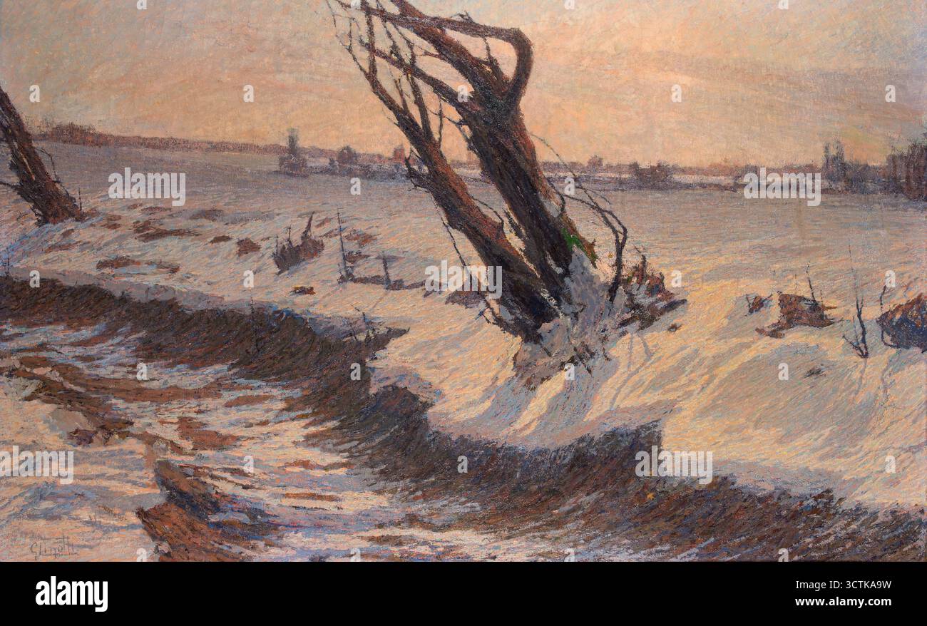 Nevicata (chute de neige). Trouvé dans la Collection du Museo del Paesaggio, Verbania. Banque D'Images