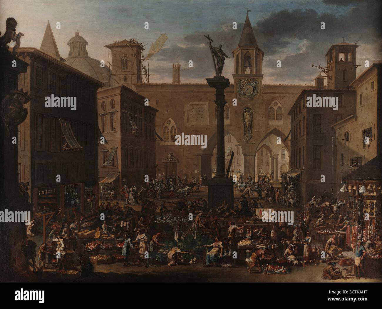 Le marché Verziere à Milan, c1733. Trouvé dans la Collection de Pinacotecdel Castello Sforzesco, Milan. Banque D'Images