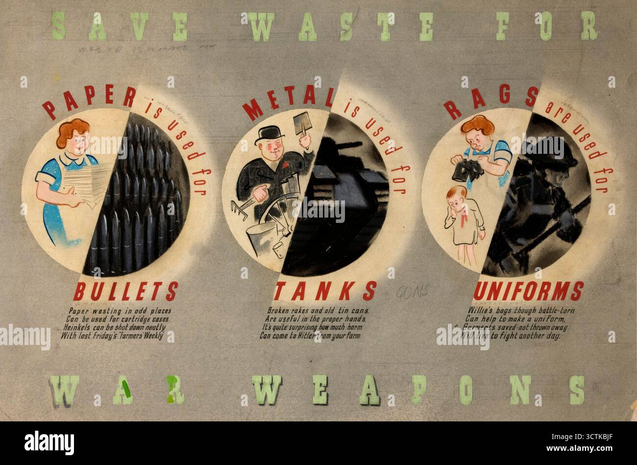 « Save Waste for War Weapons », affiche de la seconde Guerre mondiale, entre 1939 et 1946. Banque D'Images