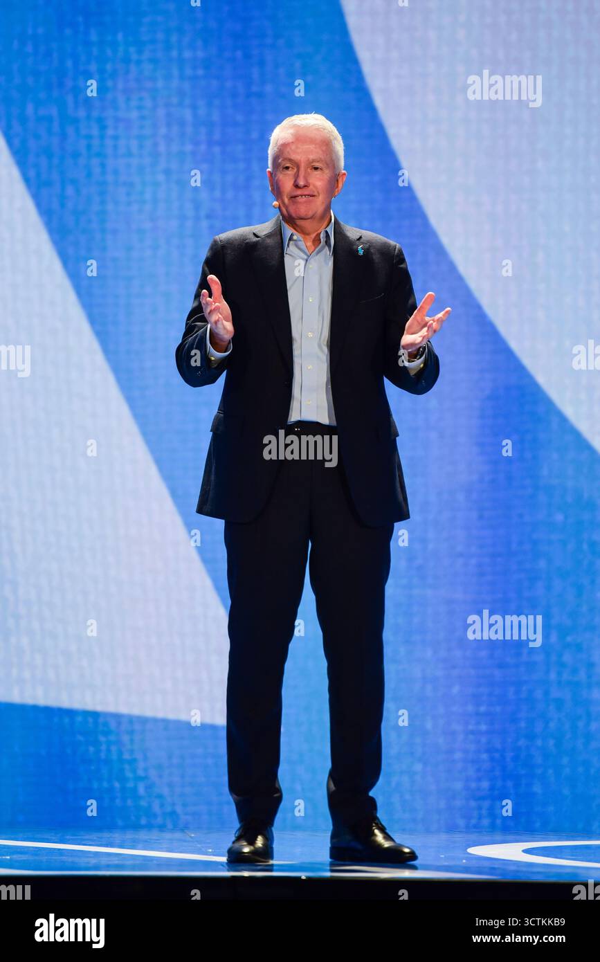 Melbourne, Australie. 07 octobre 2025. Craig Tiley, directeur du tournoi Open d'Australie et PDG de Tennis Australia, a pris la parole lors de l'événement. Crédit : SOPA images Limited/Alamy Live News Banque D'Images