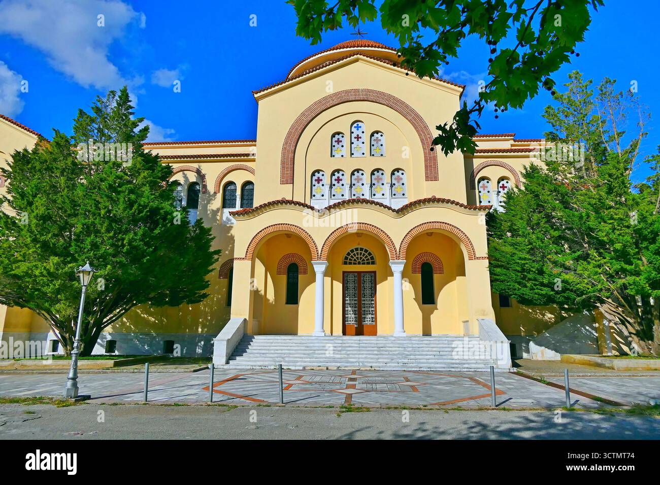 La nouvelle église orthodoxe du monastère de Saint Gerasimos sur l'île ionienne de Céphalonie, Grèce Banque D'Images