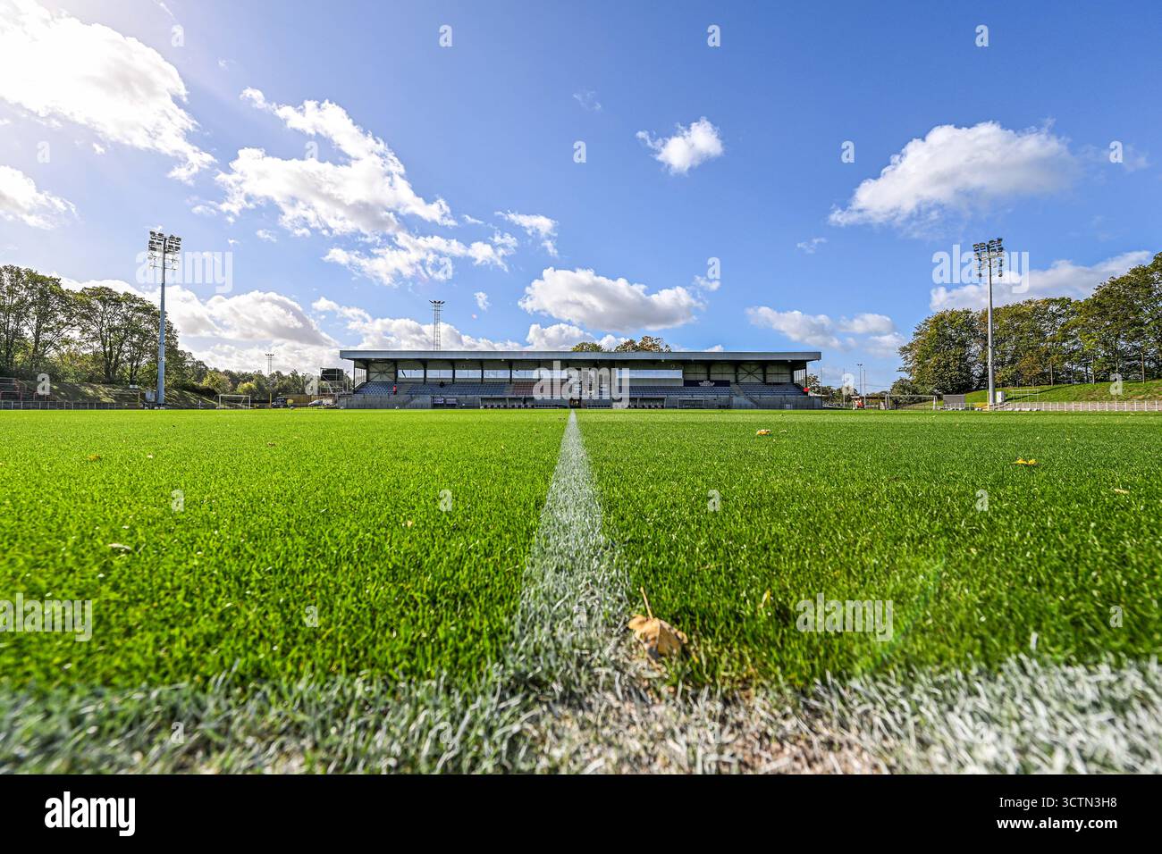 Deinze, Belgique. 04 octobre 2025. Stadion Deinze photographié avant un match de football féminin entre le RSC Anderlecht Women et les AA Gent Ladies lors de la troisième journée de la saison 2024 - 2025 de la Super League belge Lotto Womens, le samedi 4 octobre 2025 à Deinze, Belgique . Crédit : Sportpix/Alamy Live News Banque D'Images