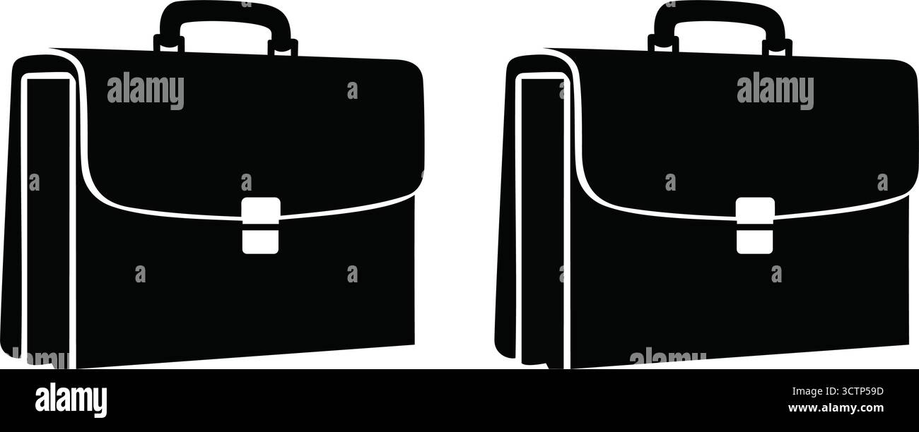 Deux porte-documents noirs logo image de silhouette, symbolisant les affaires, le professionnalisme, le travail et les affaires d'entreprise dans un design élégant Illustration de Vecteur
