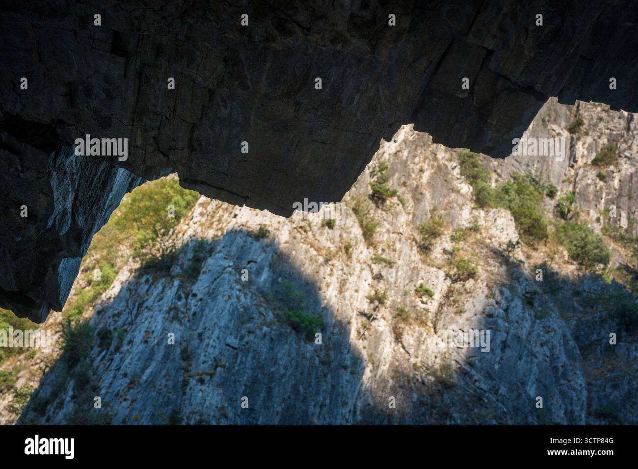 Mâchoire supérieure et inférieure abstraite de la Bête. État d'esprit, équilibre et contraste. Fond de falaise naturelle. Banque D'Images