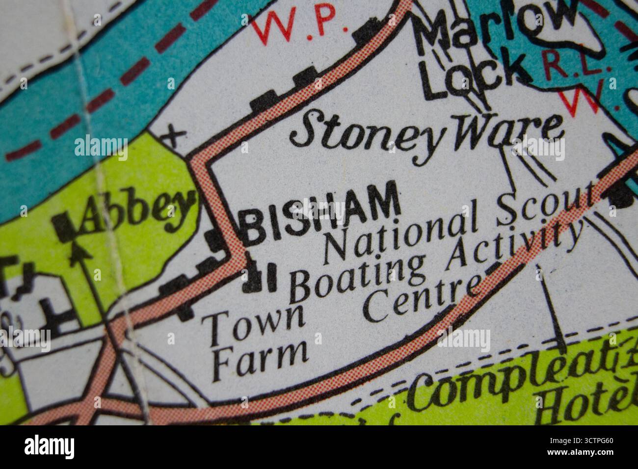 Brisham - United Kingdom couleur atlas old fashioned carte de style vintage nom de la ville de la région Banque D'Images