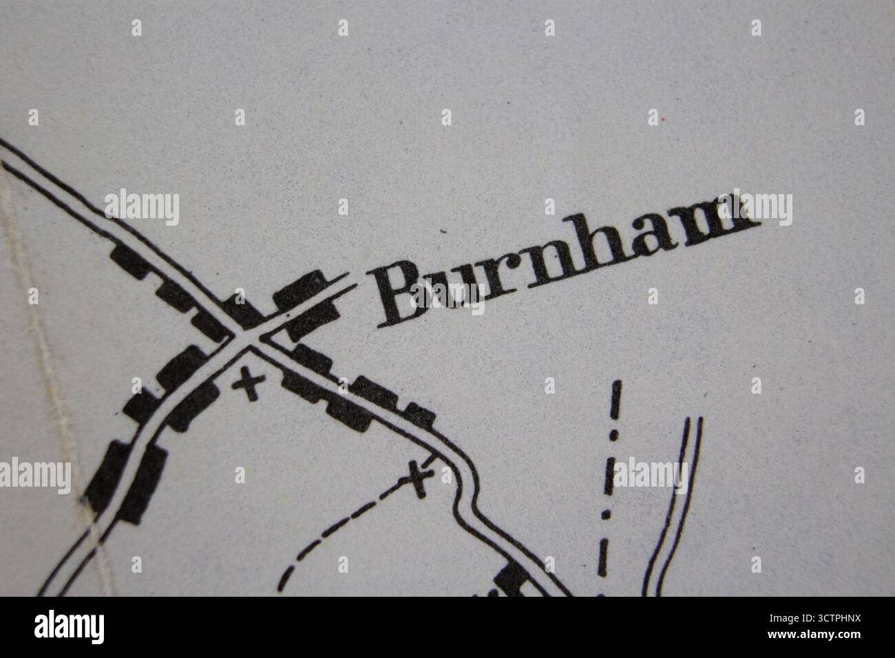 Burnham - United Kingdom couleur atlas old fashioned carte de style vintage nom de la ville de la région Banque D'Images