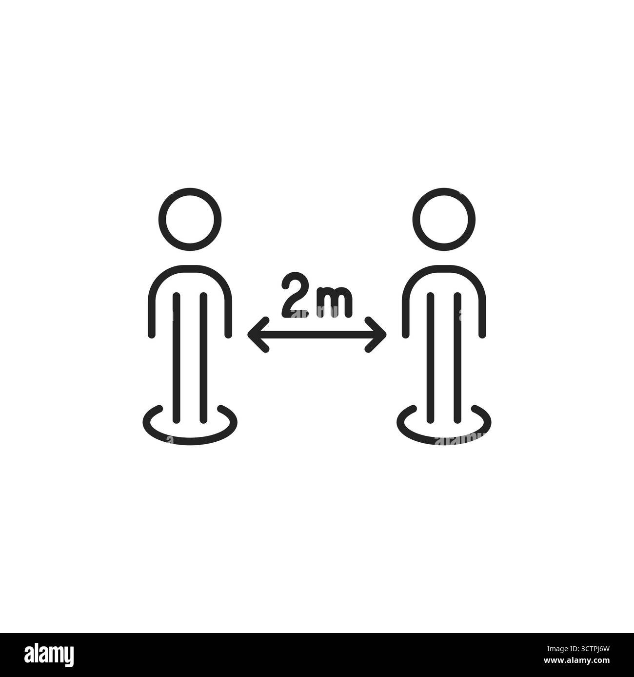 icône abstraite de distanciation sociale en ligne mince Illustration de Vecteur