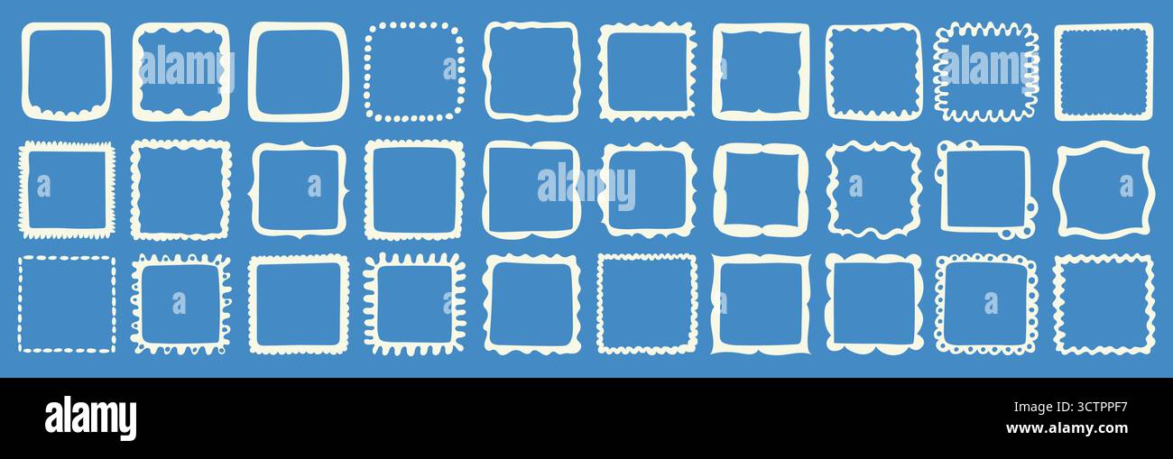 Collection colorée de cadres carrés dessinés à la main Illustration de Vecteur