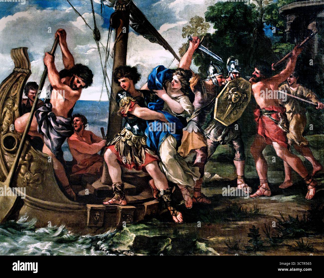 Le kidnapping d'Elena (1630 - 1632), Giovanni Francesco Romanelli (1610-1662) ( la mythologie grecque, Helen of Troy - également connu sous le nom de Helen de Sparte ) Italie Italien Banque D'Images