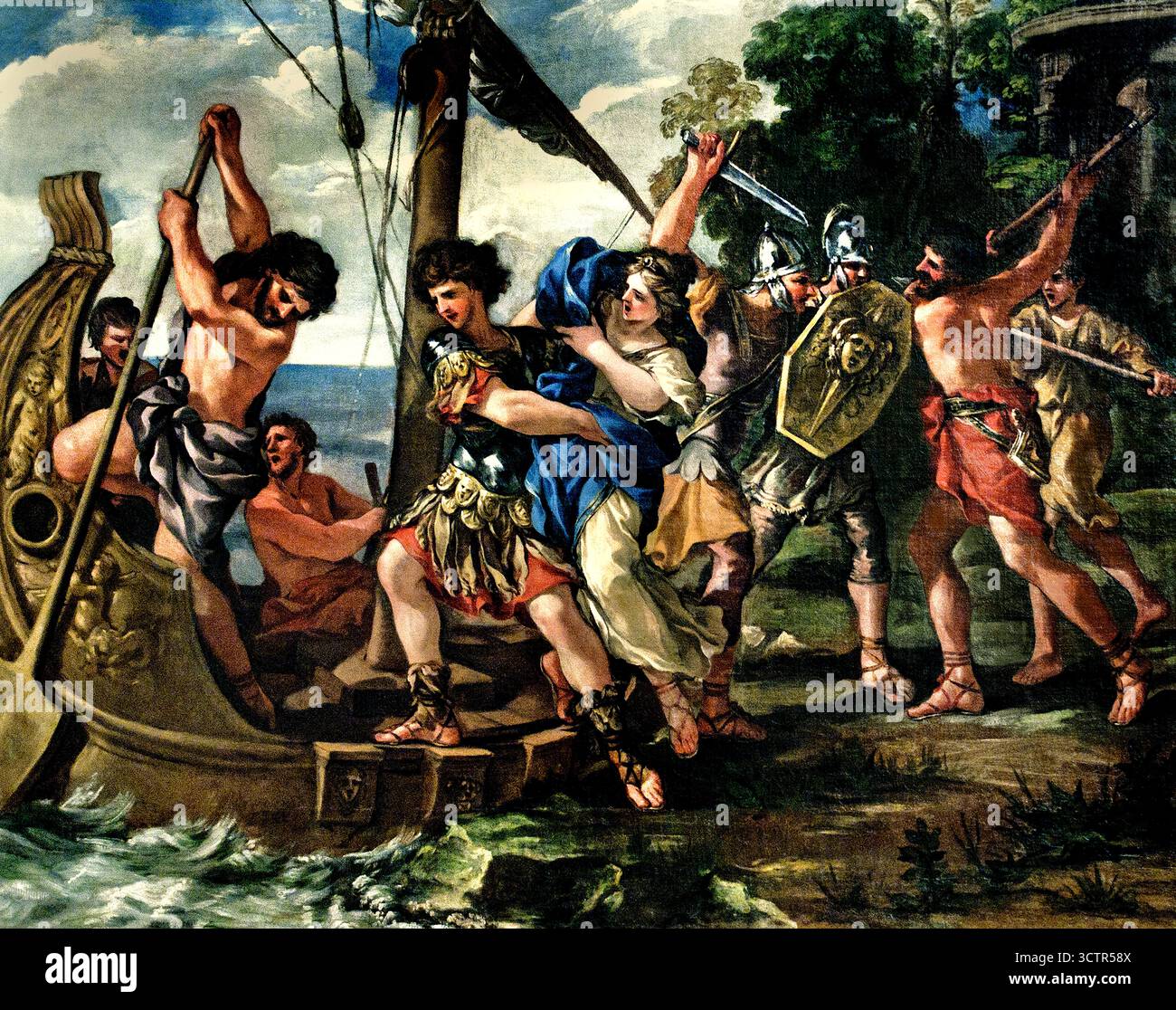 Le kidnapping d'Elena (1630 - 1632), Giovanni Francesco Romanelli (1610-1662) ( la mythologie grecque, Helen of Troy - également connu sous le nom de Helen de Sparte ) Italie Italien Banque D'Images