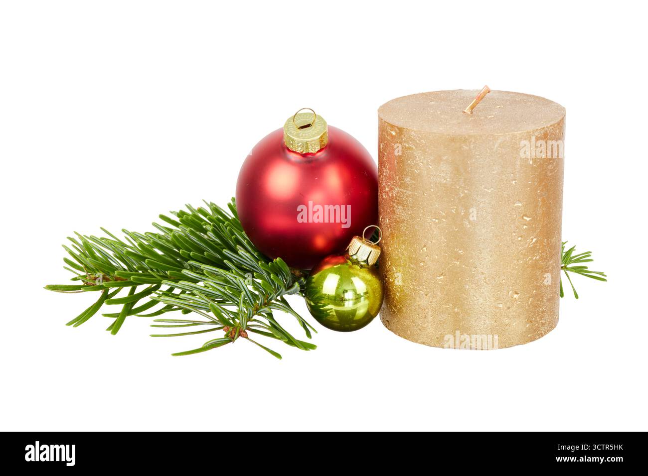 grande décoration de bougie de noël isolé sur blanc Banque D'Images