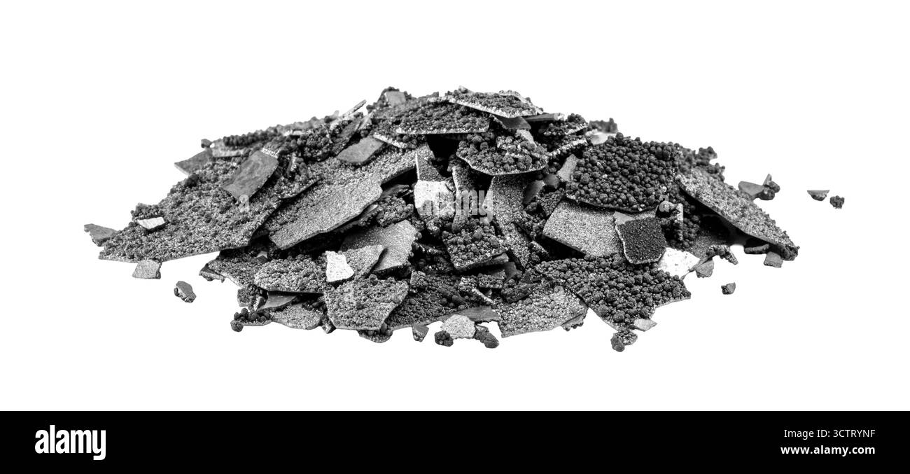 métal rouillé, fragments de métal corrodés, dans une boîte de petri, étude de corrosion Banque D'Images