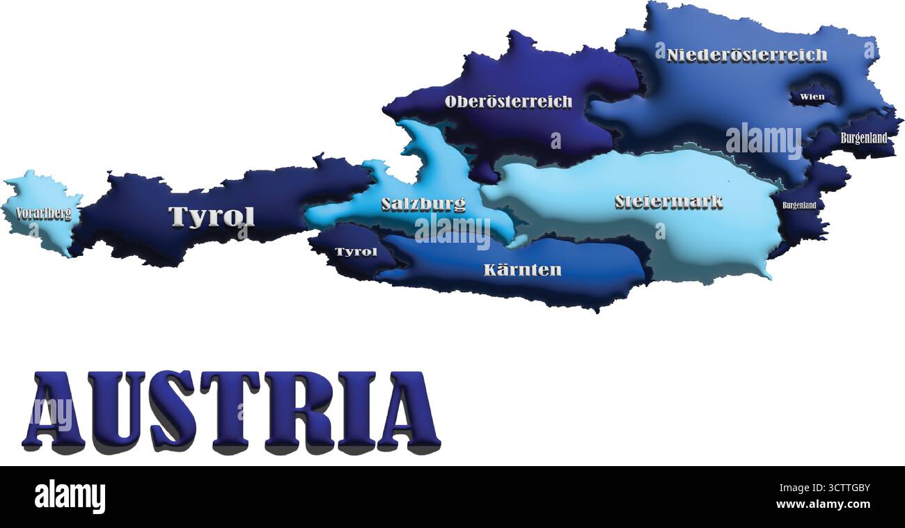 Carte de l'Autriche – illustration vectorielle en ballon bleu 3D de l'esquisse du pays pour la géographie, les voyages et l'éducation Illustration de Vecteur
