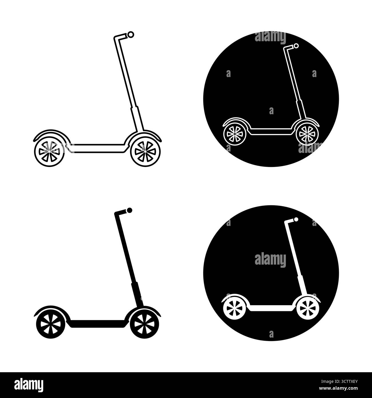 Ensemble d'icônes de scooter illustration. Design moderne et épuré adapté aux applications de transport, aux locations de scooters, aux graphiques de mobilité urbaine et aux éléments infographiques. Illustration de Vecteur