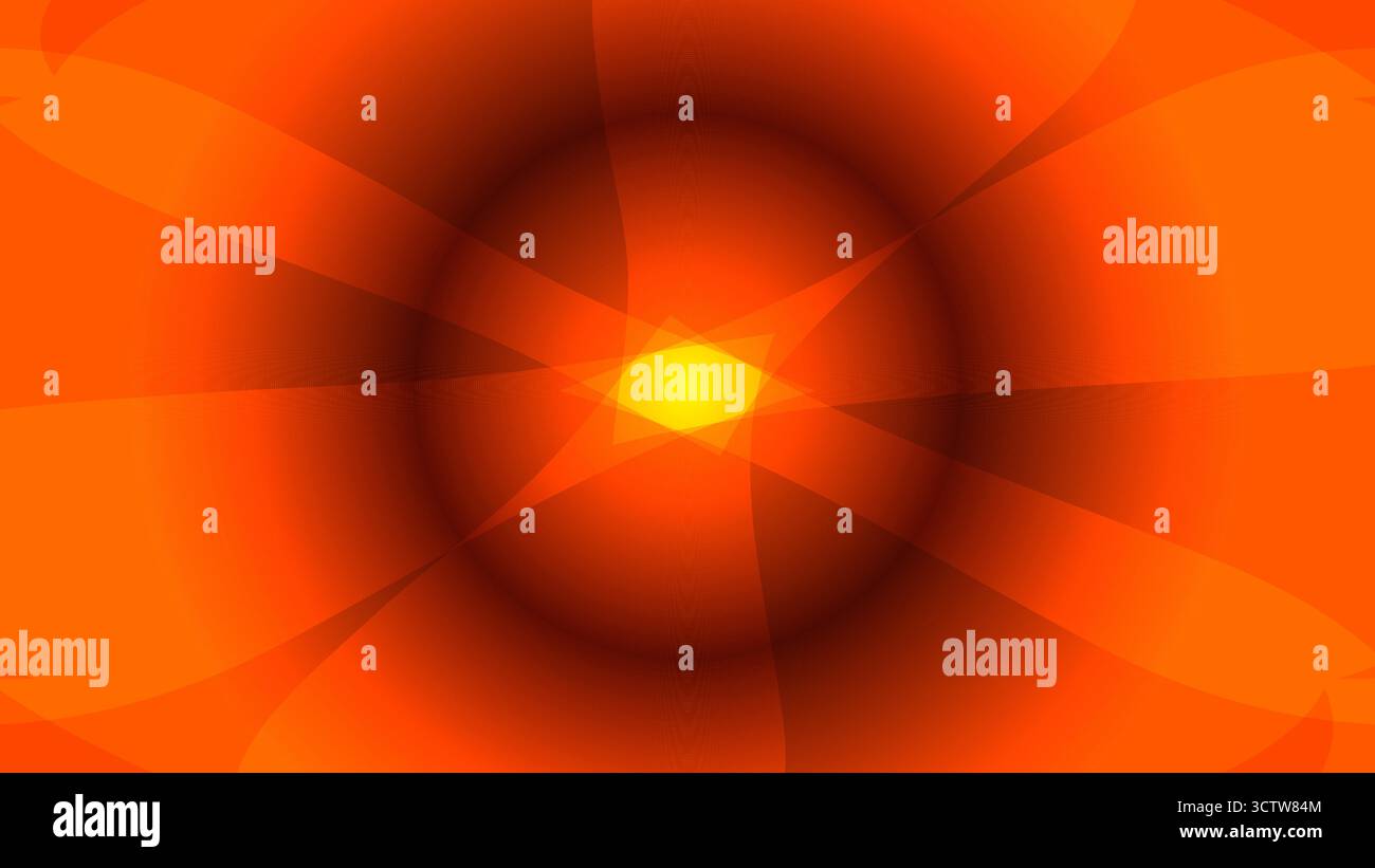 Un fond abstrait vibrant dominé par des teintes orange et rouge chaudes intenses, avec un éclat de lumière radial central semblable à une étoile et se chevauchant Illustration de Vecteur