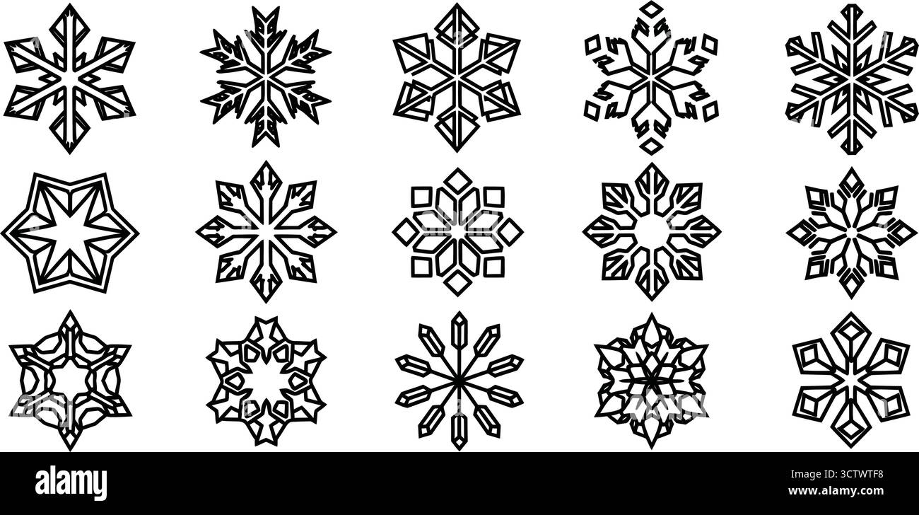 Collection de diverses formes de flocon de neige pour l'hiver et Noël Illustration de Vecteur
