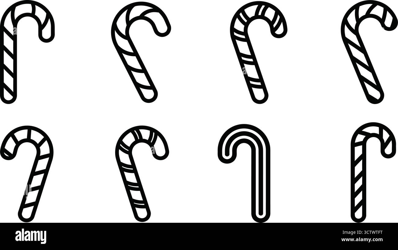 Collection de cannes de bonbons, style art au trait, thème de Noël Illustration de Vecteur