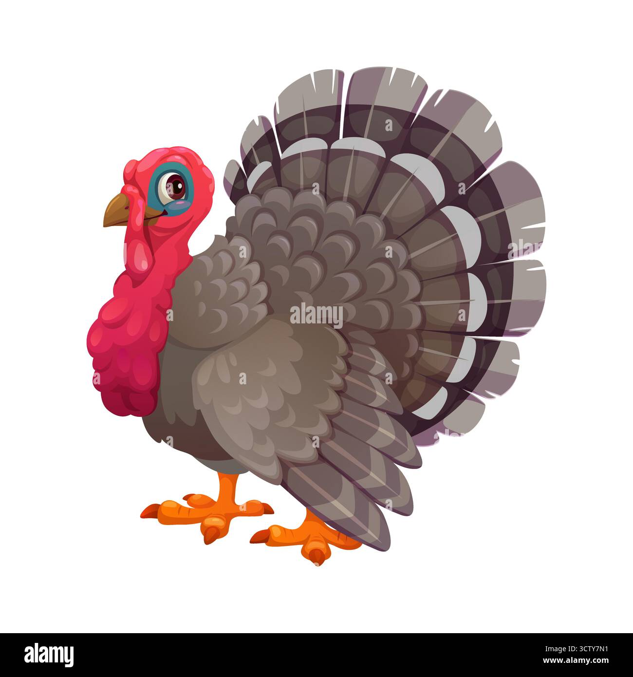 Mascotte de Thanksgiving, personnage de dinde de dessin animé Illustration de Vecteur