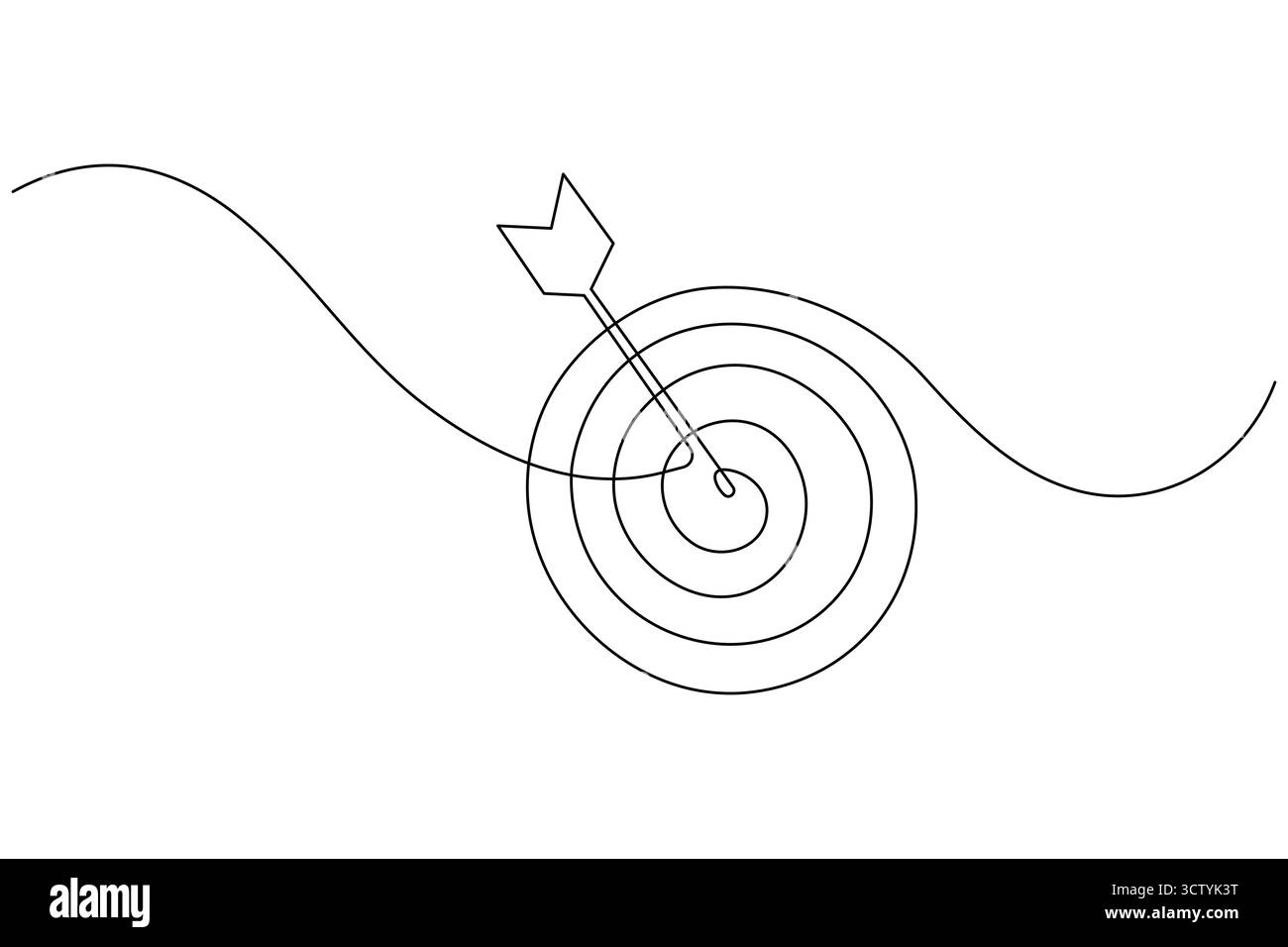 Cible avec icône de flèche continue d'une ligne dessin minimaliste illustration vectorielle de contour Illustration de Vecteur