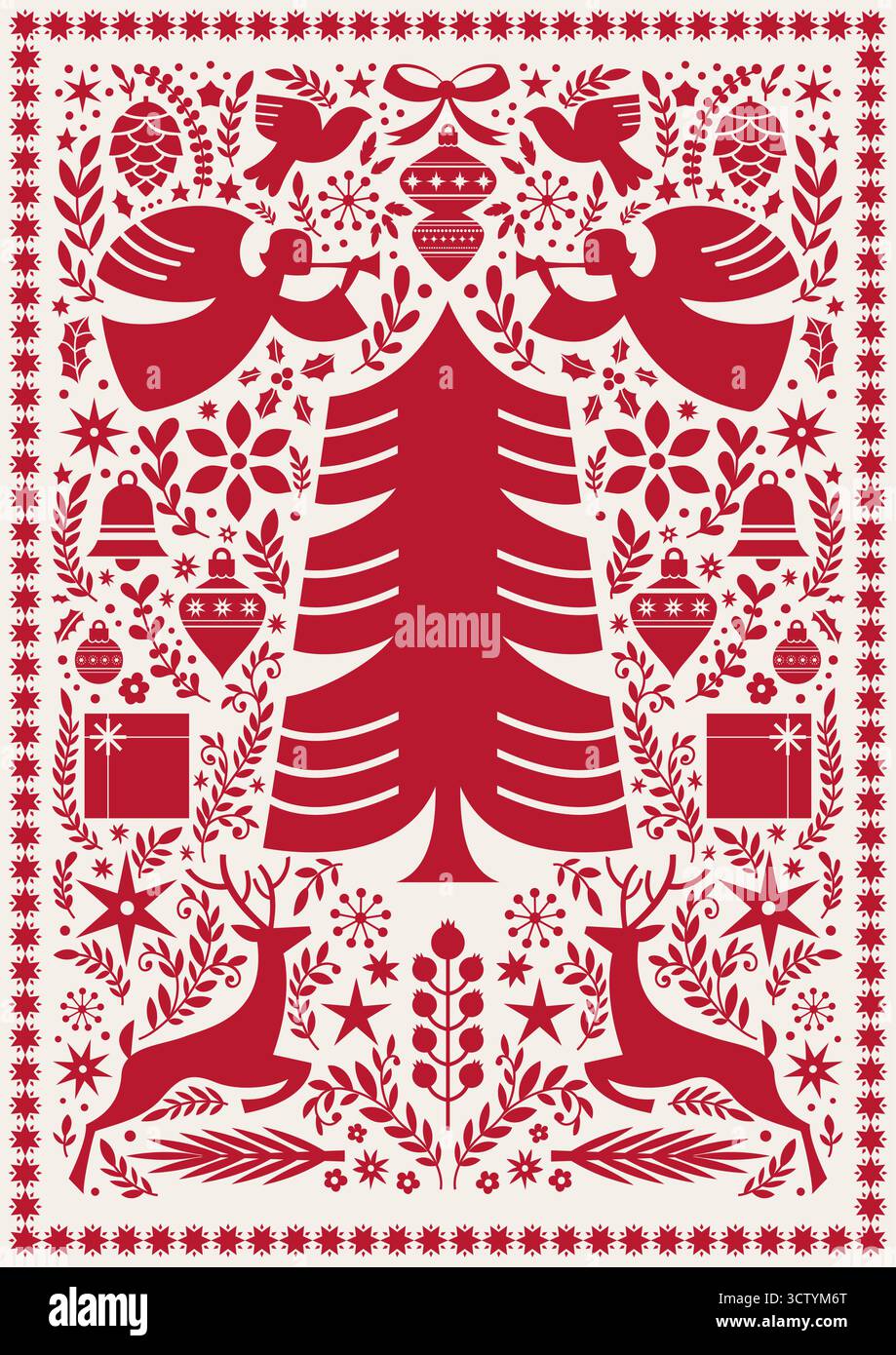 Illustration d'art populaire d'arbre de Noël Illustration de Vecteur