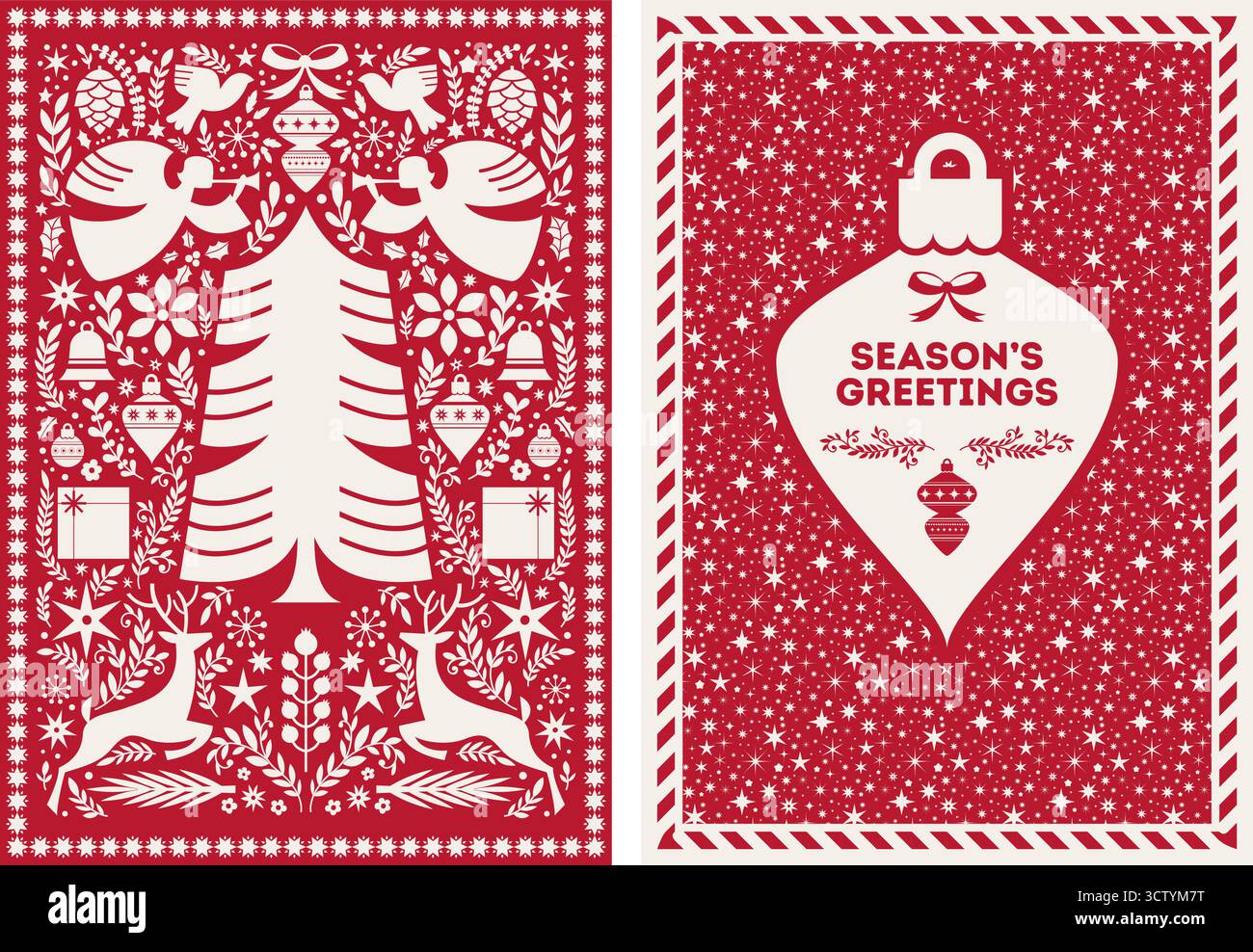 Ensemble de cartes de vœux folkloriques Illustration de Vecteur