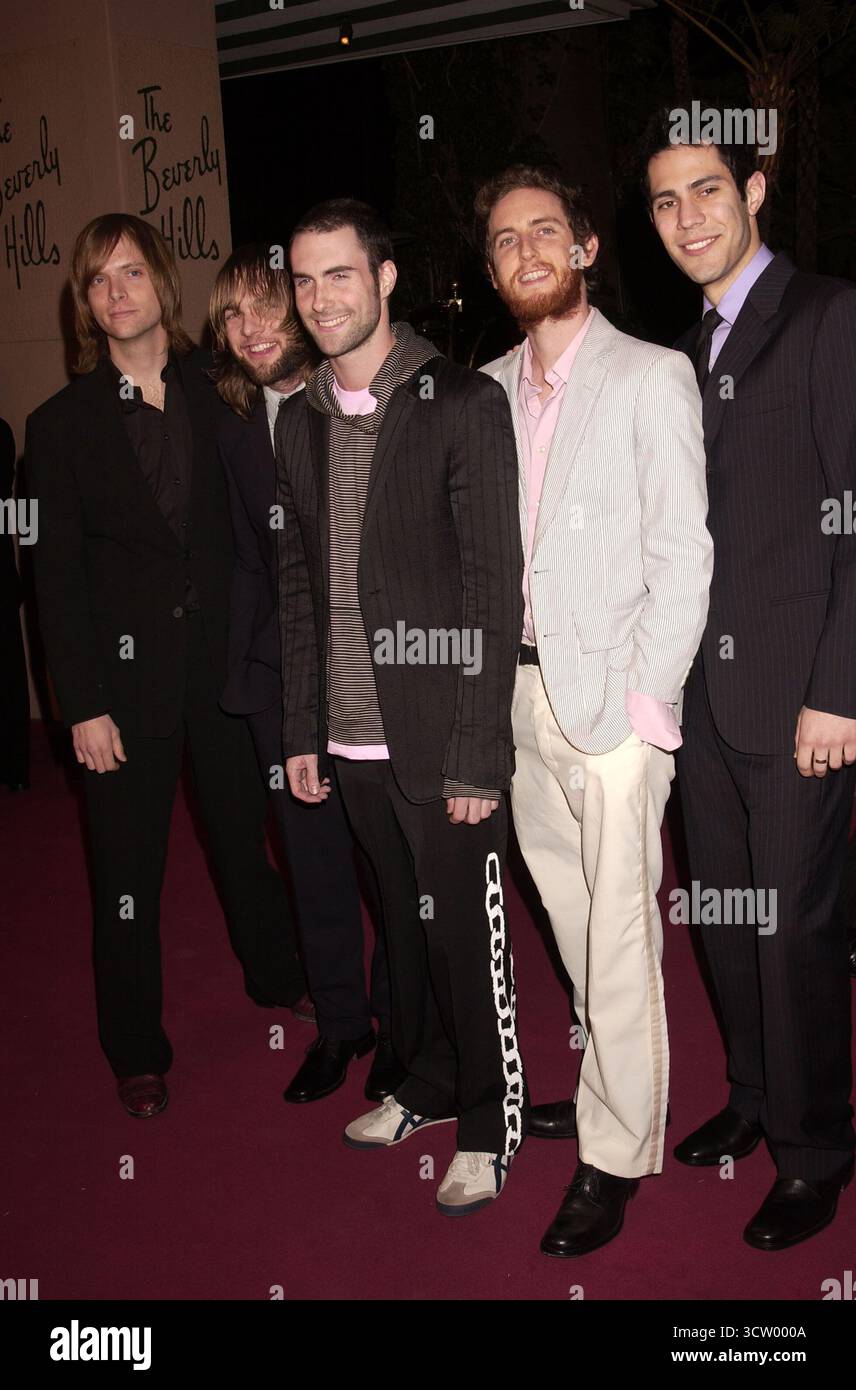 Maroon 5 à la soirée annuelle Clive Davis Pre-Grammy organisée au Beverly Hills Hotel - 07/02/04 Banque D'Images