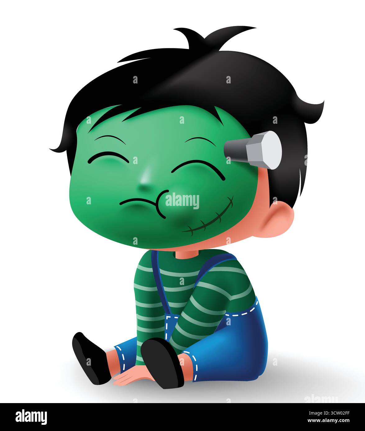 Cute Frankenstein Boy Halloween Clipart, drôle Green Monster costume illustration vectorielle Illustration de Vecteur