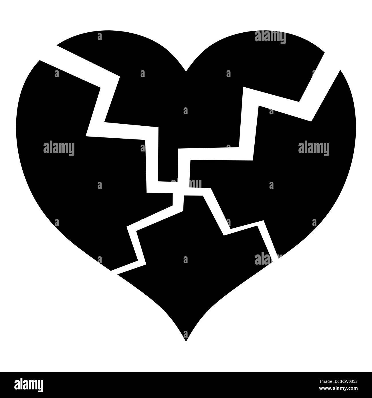 Symbole de coeur brisé avec des morceaux dentelés, détresse émotionnelle, lignes nettes Illustration de Vecteur
