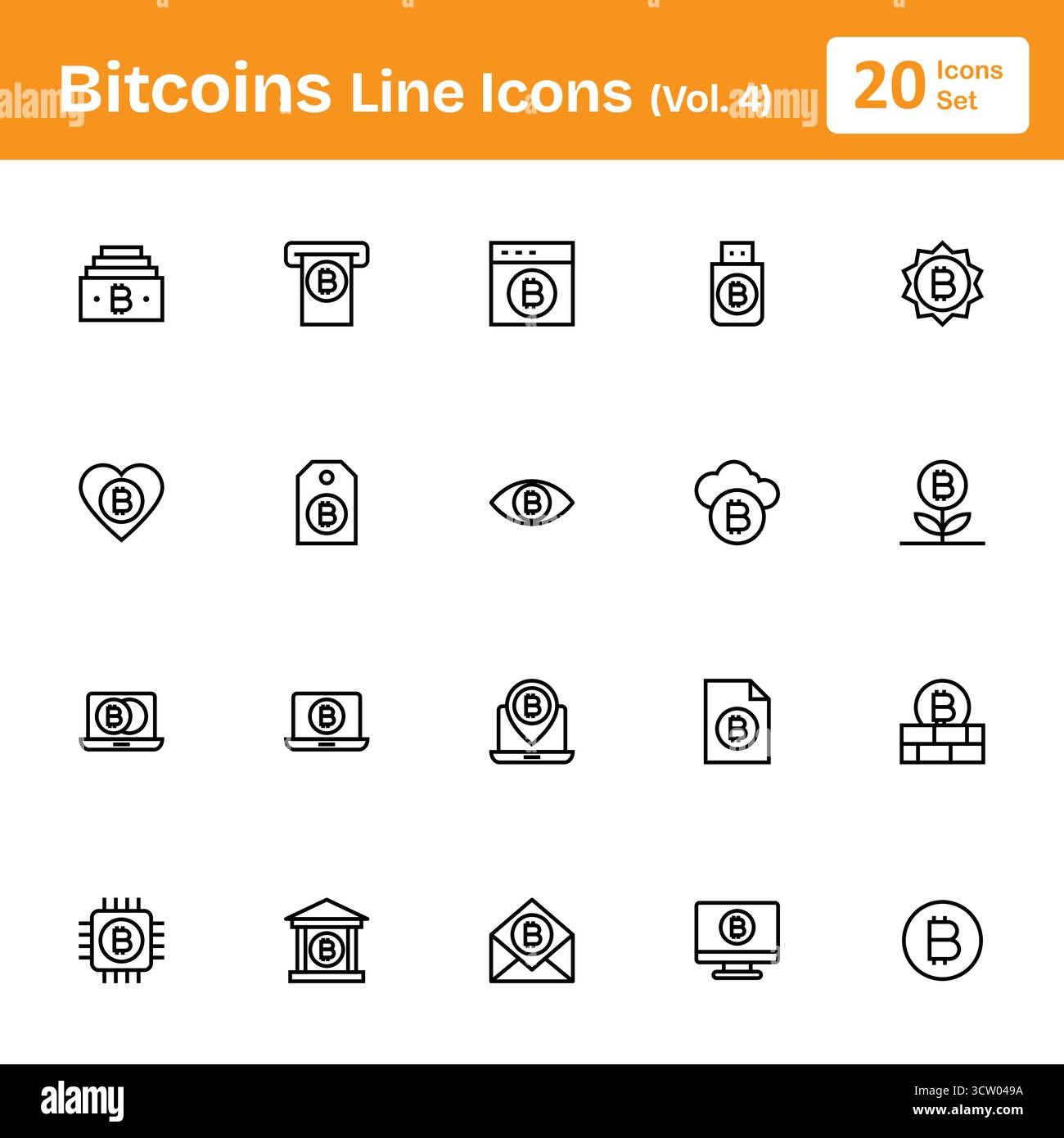 Icônes de ligne Bitcoins (Vol. 4) Illustration de Vecteur