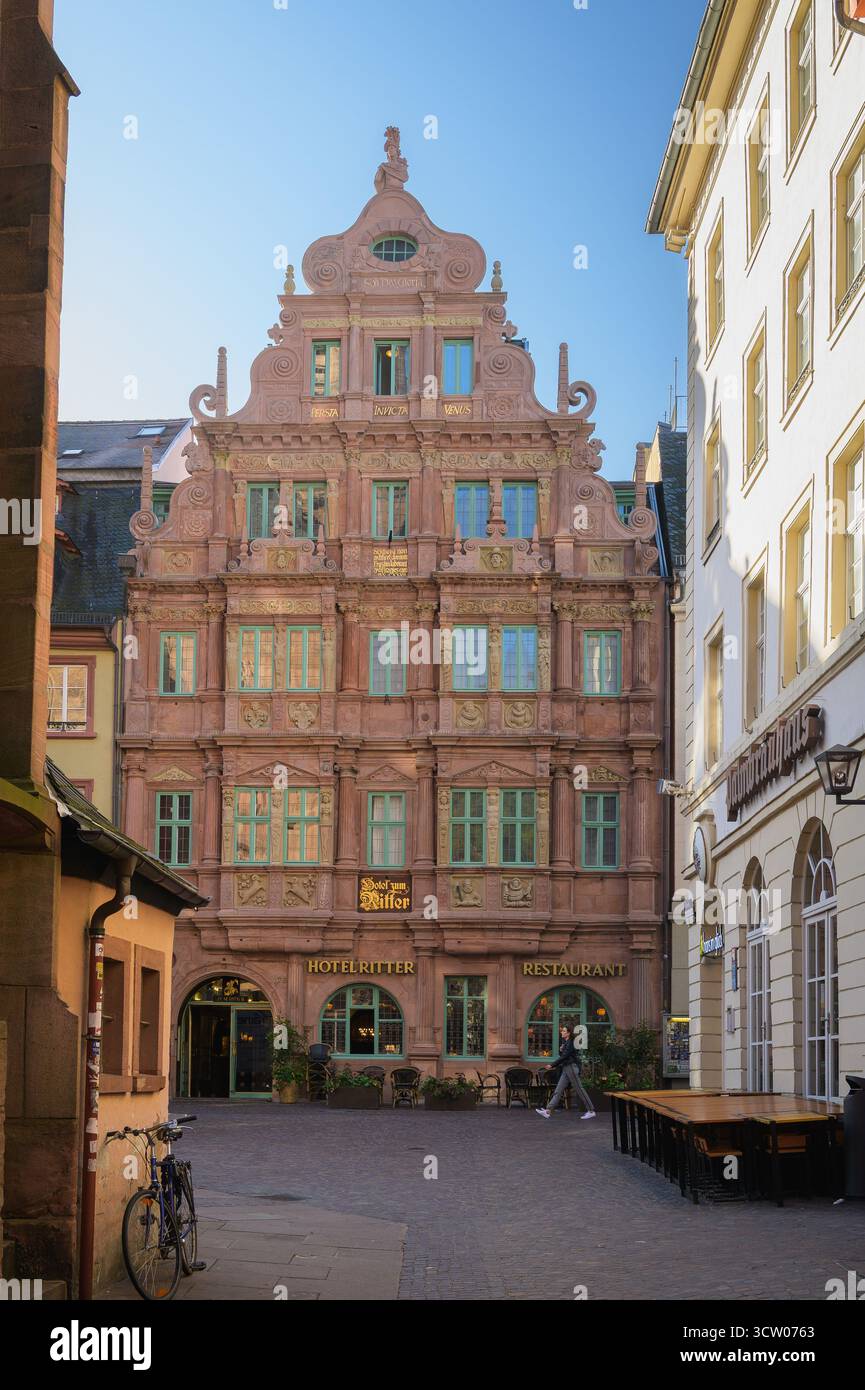 Heidelberg, Allemagne - 1 octobre 2025 : vue sur le célèbre Hôtel Ritter situé dans la vieille ville de Heidelberg Banque D'Images