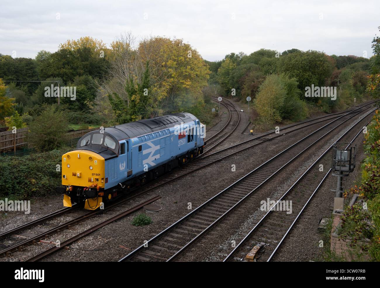Locomotive diesel de classe 37 n° 37501 'Teesside Steelmaster' à Hatton, Warwickshire, Angleterre, Royaume-Uni Banque D'Images