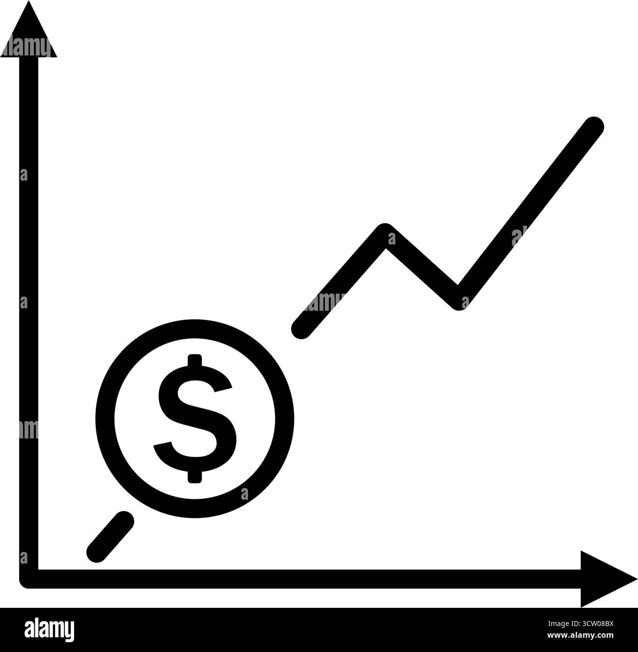 Graphique de croissance financière avec icône de vecteur de signe dollar Illustration de Vecteur