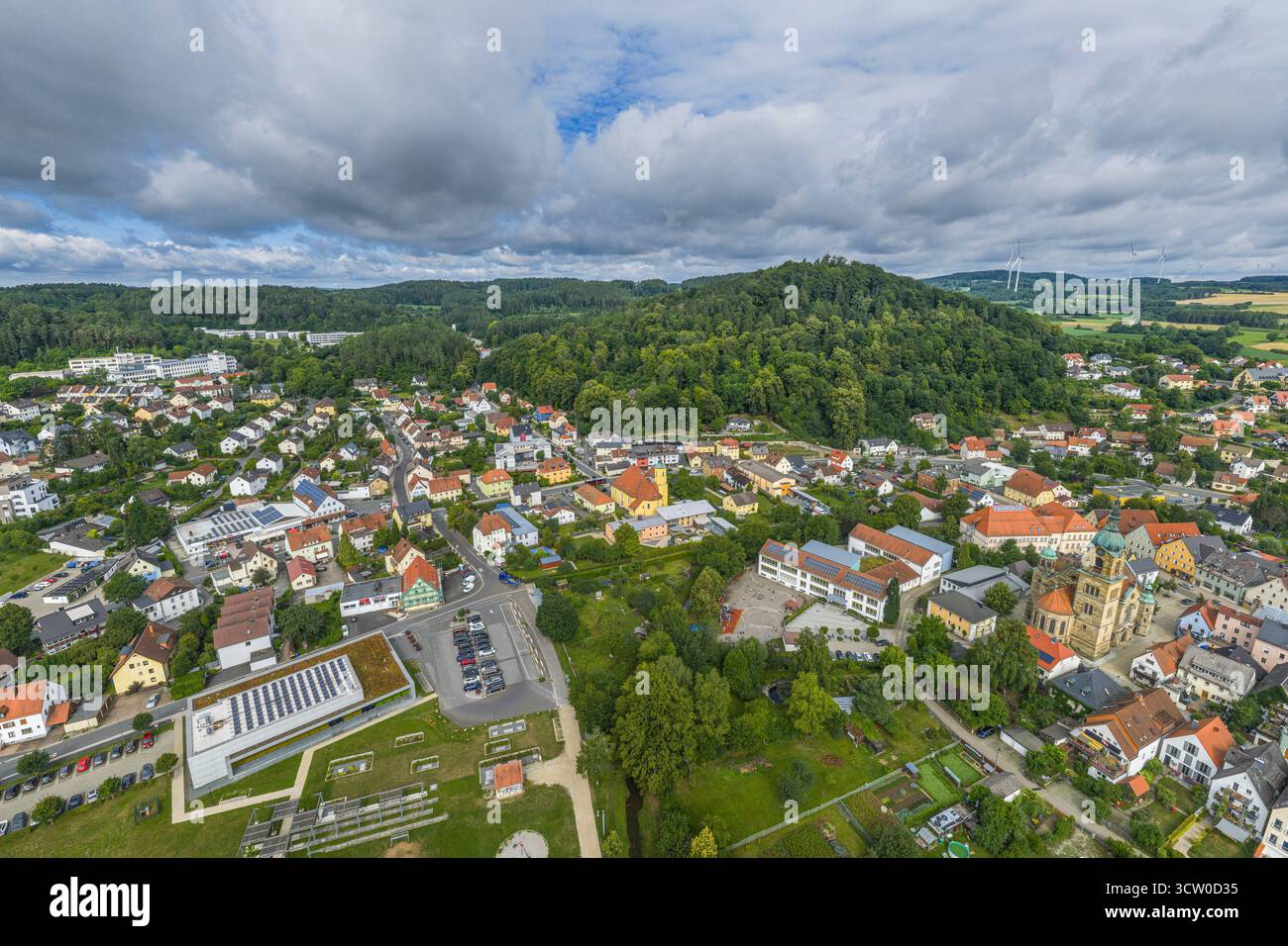 Vue aérienne de la ville de Pegnitz à l'extrémité orientale de la Suisse franconienne dans le district de Bayreuth en haute-Franconie Banque D'Images