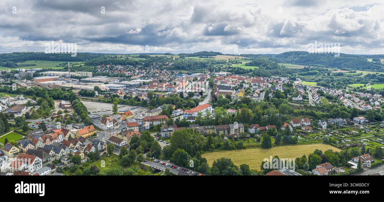 Vue aérienne de la ville de Pegnitz à l'extrémité orientale de la Suisse franconienne dans le district de Bayreuth en haute-Franconie Banque D'Images