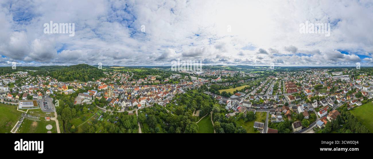 Vue aérienne de la ville de Pegnitz à l'extrémité orientale de la Suisse franconienne dans le district de Bayreuth en haute-Franconie Banque D'Images