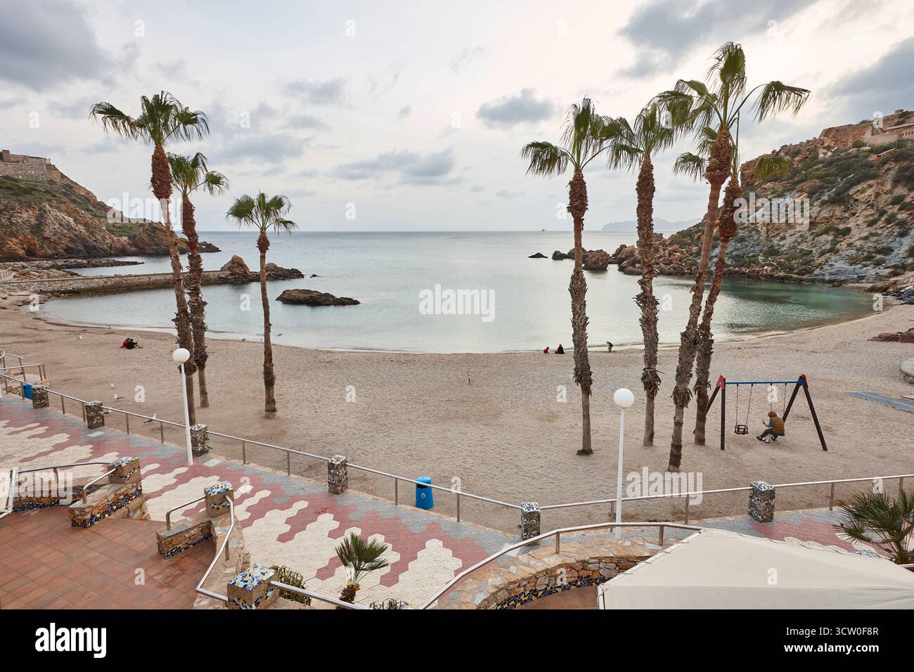 Plage de Cortina au coucher du soleil près de Carthagène. Murcie, Espagne Banque D'Images Plage de Cortina au coucher du soleil près de Carthagène. Murcie, Espagne Banque D'Images