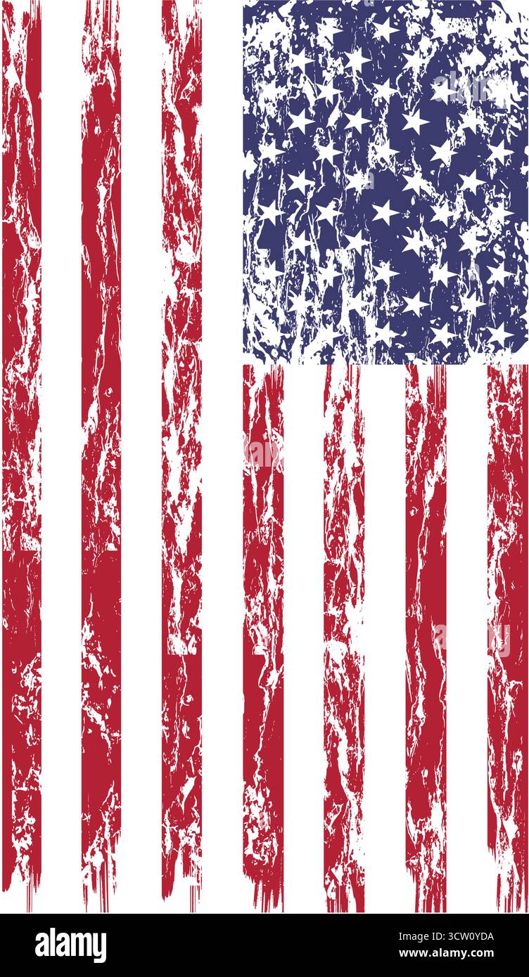 Grunge vertical drapeau américain en détresse Illustration de Vecteur