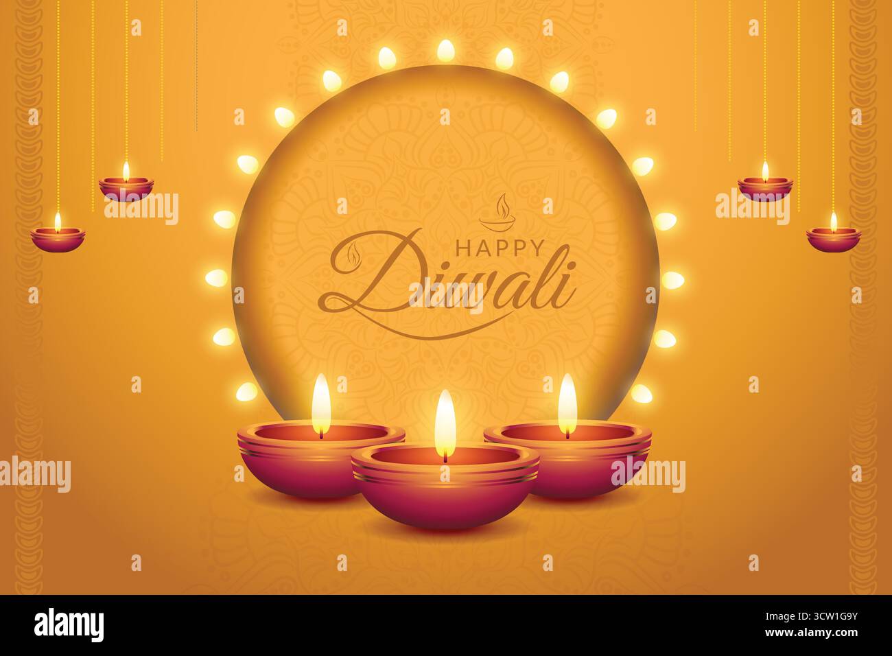 Joyeux Diwali avec lampe à huile, décoré Diya, Rangoli, fond, carte de voeux de célébration Diwali, conception d'illustration vectorielle abstraite Illustration de Vecteur