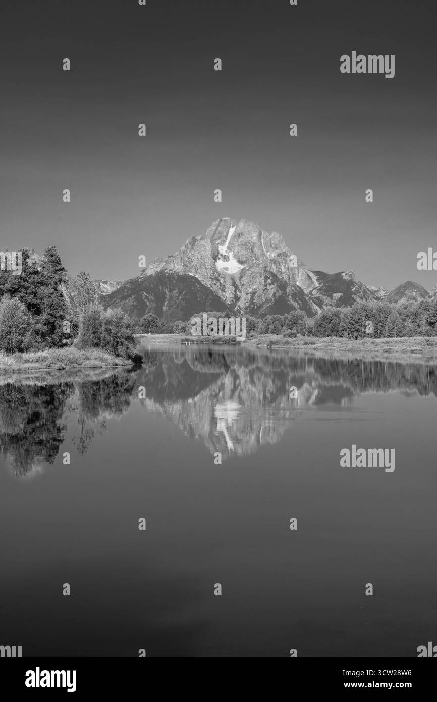 Photographie des Tetons de l'Oxbow de la rivière Snake, parc national des Tetons, Wyoming, États-Unis. Banque D'Images