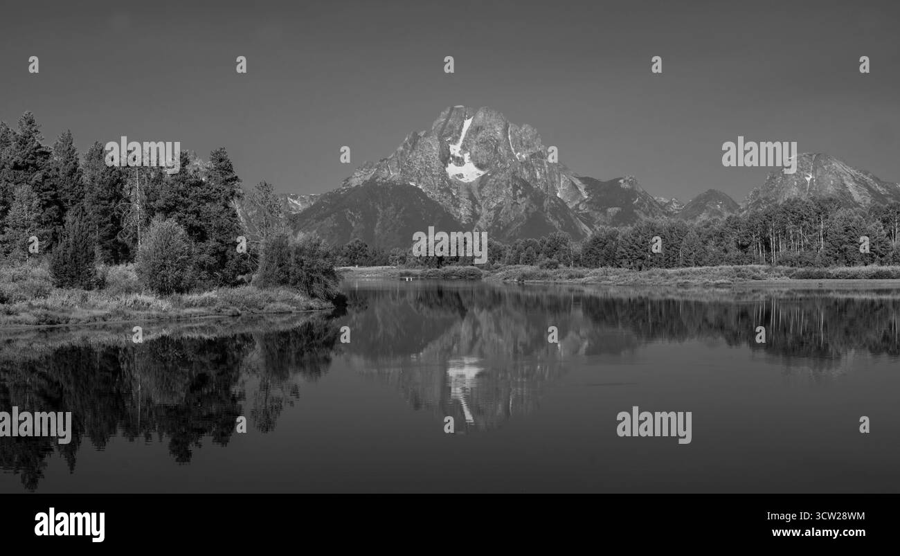 Photographie des Tetons de l'Oxbow de la rivière Snake, parc national des Tetons, Wyoming, États-Unis. Banque D'Images