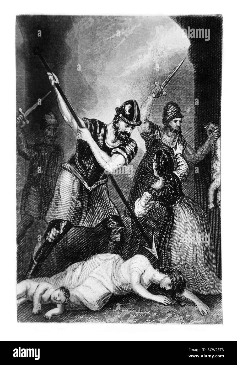 Illustration de la désolation de Samarie comme punition pour s'être rebellé contre Dieu, le peuple tombera par l'épée et leurs enfants furent réduits en morceaux Banque D'Images